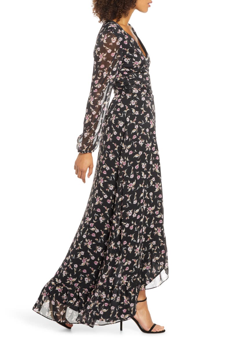 WAYF The Meryl Floral Long Sleeve Wrap Gown, Alternate, color,