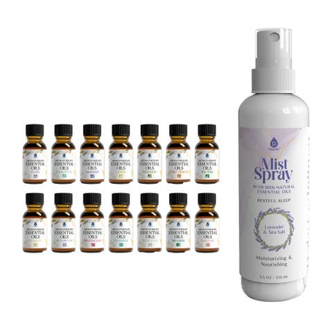 Lavender & Sea Salt Mist Spray + 14-Pack Essential Oil Gift Set for Aromatherapy & Wellness
