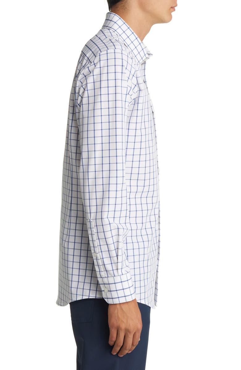 Mizzen+Main Leeward No-Tuck Button-Up Shirt, Alternate, color, White Navy Windowpane