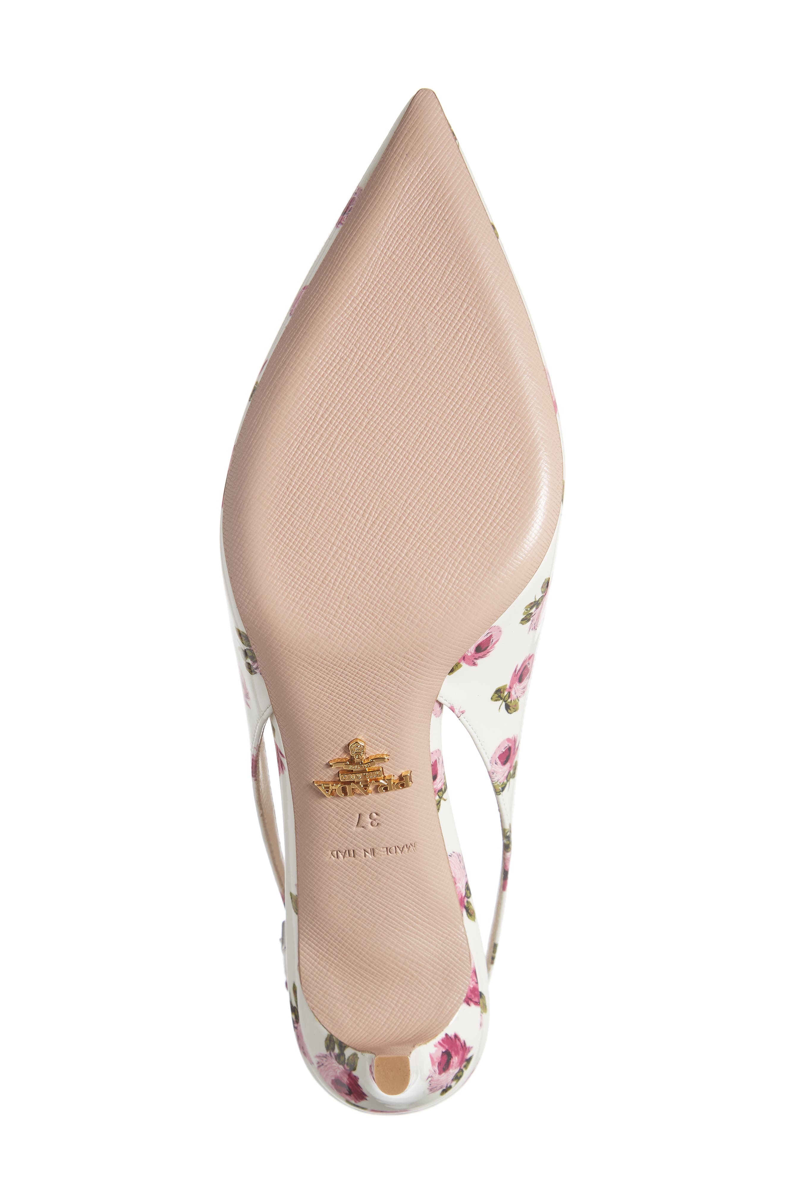 Prada Floral Pointed Toe Slingback Pump, Alternate, color, 