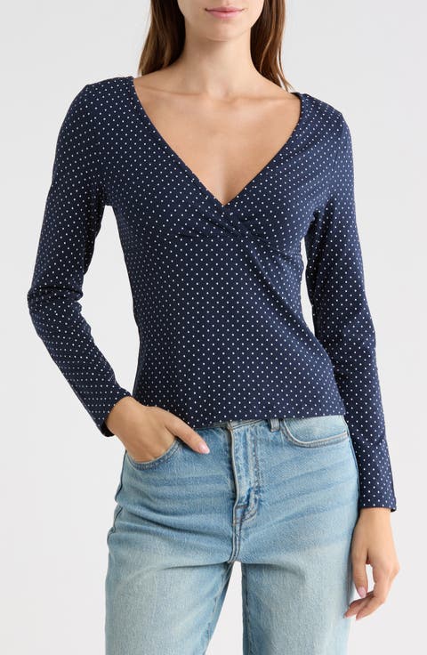 Surplice Neck Long Sleeve Top