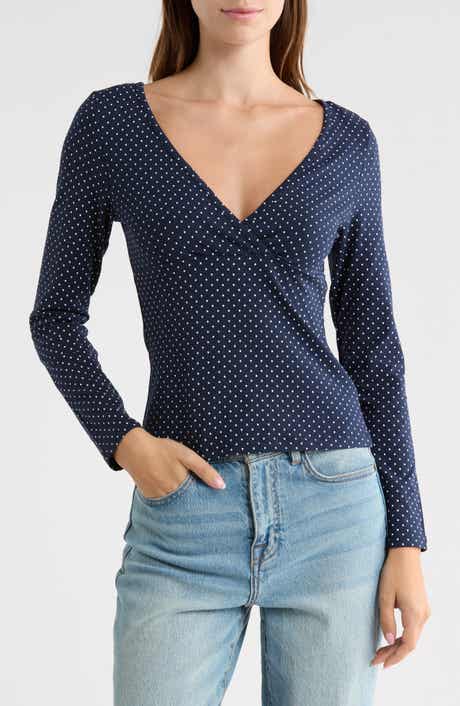 Surplice Neck Long Sleeve Top