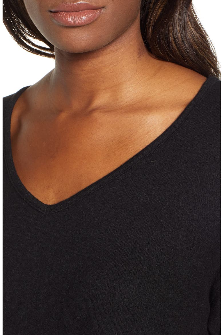 Gibson Cozy V-Neck Top, Alternate, color, BLACK