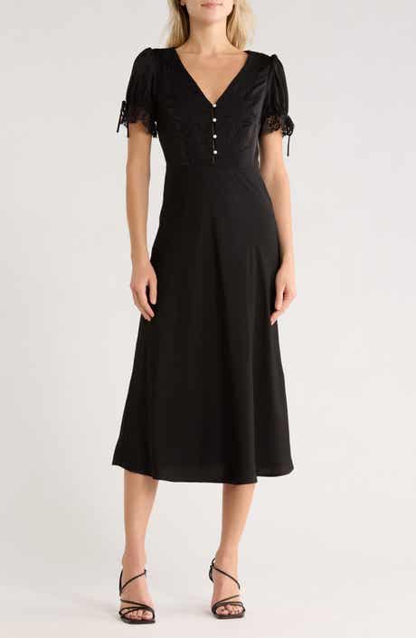 WAYF Lace Trim Midi Dress