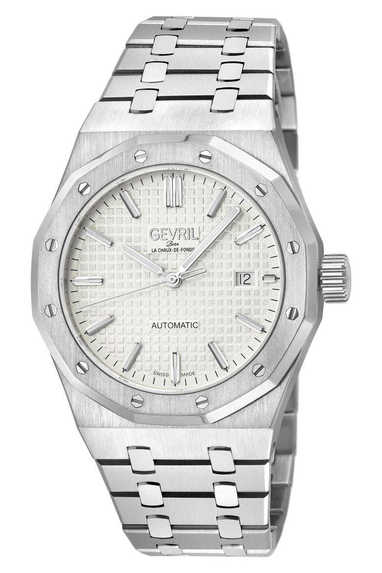 Gotham Automatic Bracelet Watch, 41mm, Main, color, SILVER
