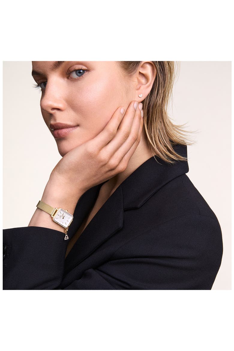 Quadro Mini Crystal Zodiac Bracelet Watch, 15mm, Alternate, color, GOLD