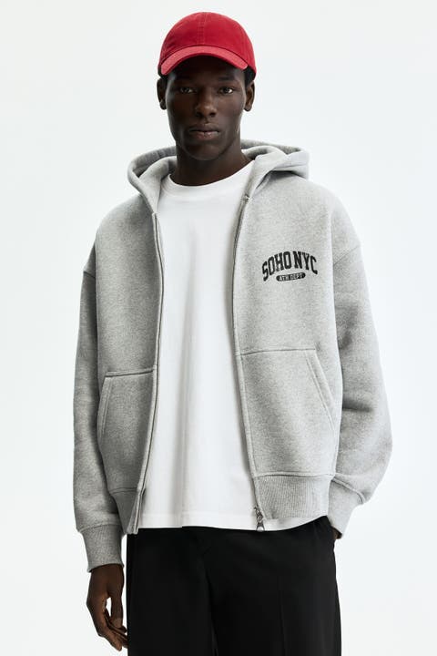 Oversized Fit Printed Zip-through Hoodie