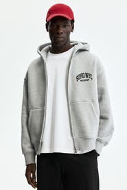 H&M Oversized Fit Printed Zip-through Hoodie