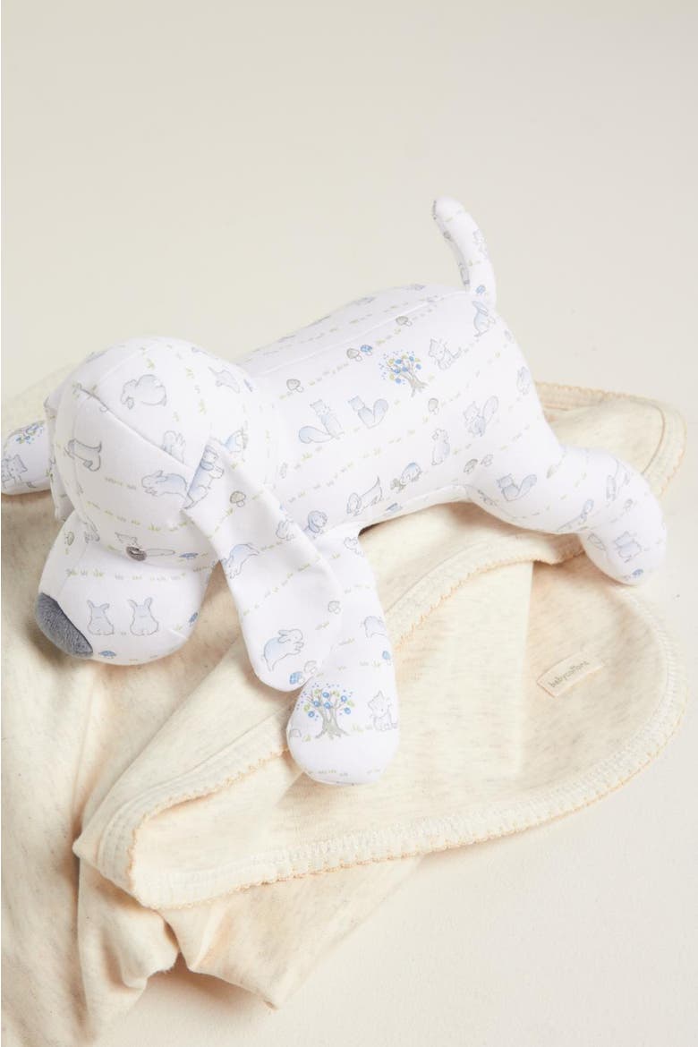 In The Woods Dog Baby Rattle T, Alternate, color, WHITE-&-LIGHT-BLUE