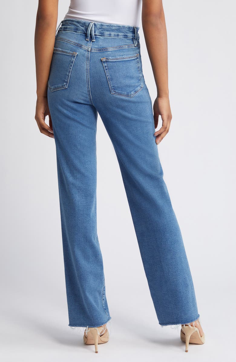 Good American Good Boy Twisted Slit Raw Hem Jeans, Alternate, color,