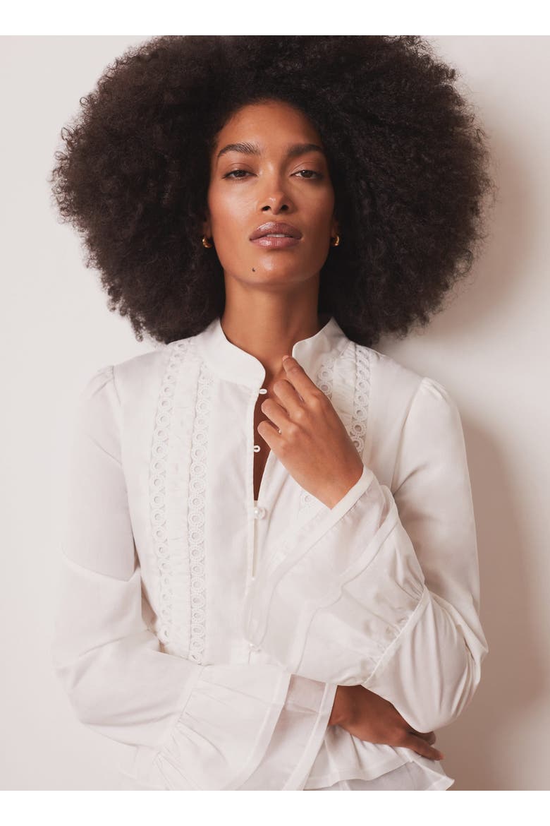 Lace Ruffle Blouse, Alternate, color, Ivory