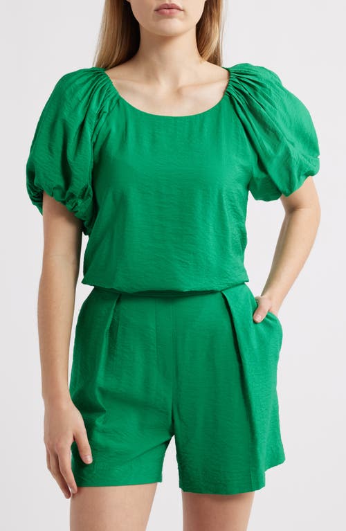 Anne Klein Bubble Sleeve Top In Tropical Green