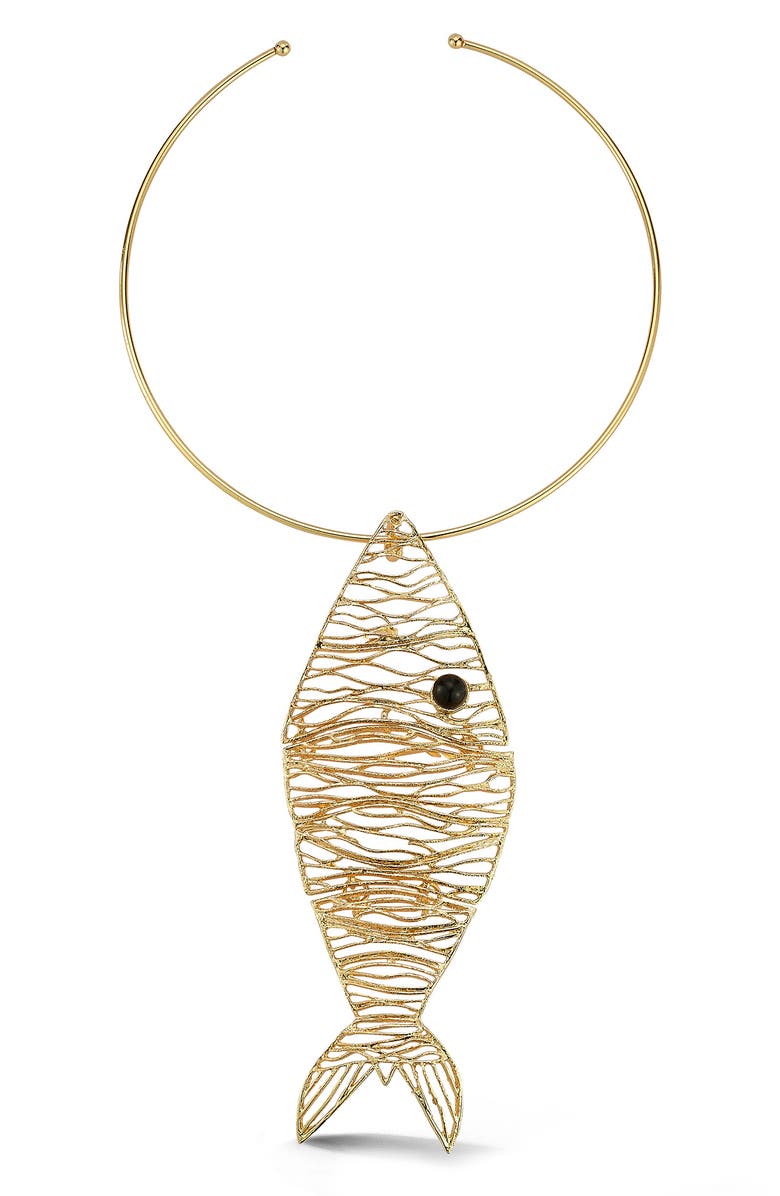 SPHERA MILANO Fish Necklace, Main, color, Gold
