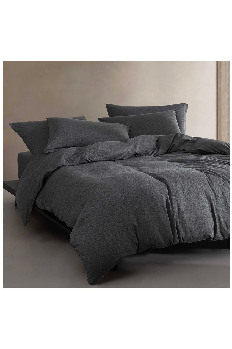 Mélange Cotton Blend Jersey Duvet & Shams Set, Alternate, color, GREY
