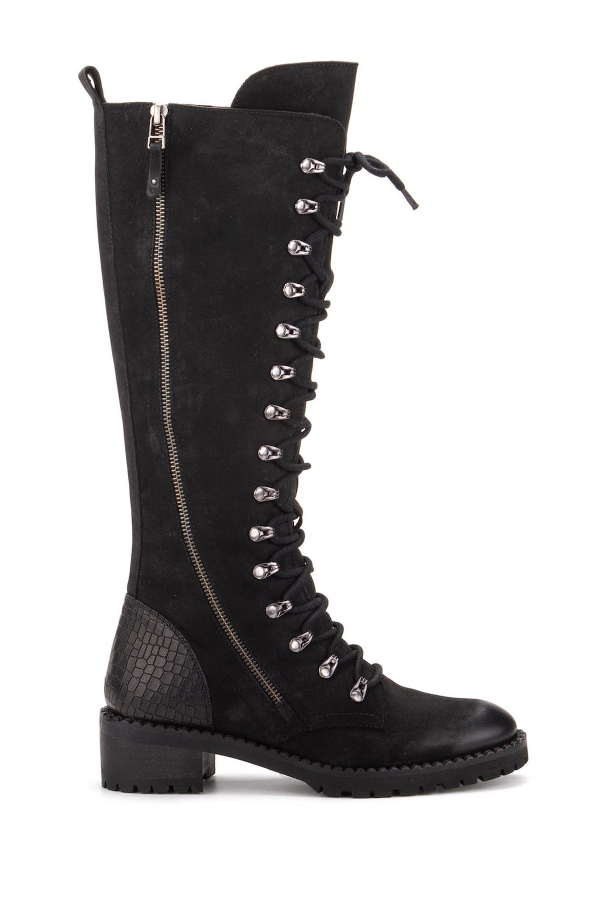 VINTAGE FOUNDRY Henrietta Tall Leather Lace-Up Boot, Alternate, color, Black