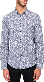 Brooklyn Brigade Slim Fit Ditsy Floral 4-Way Stretch Performance Long Sleeve Shirt