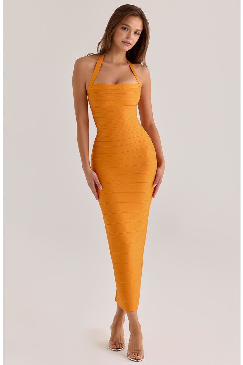 The Silhouette Halter Neck Bandage Maxi Dress, Alternate, color, TANGERINE