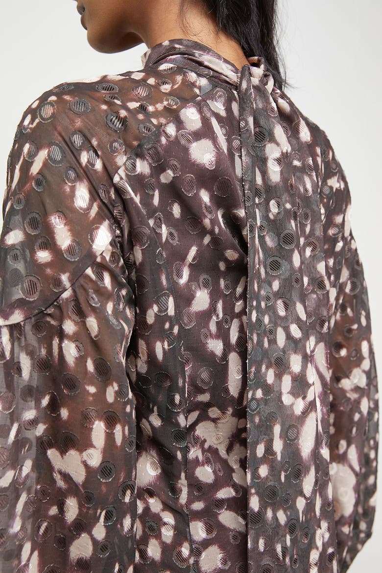 Paisley Burnout Spot Godet Midi Dress, Alternate, color, Floral