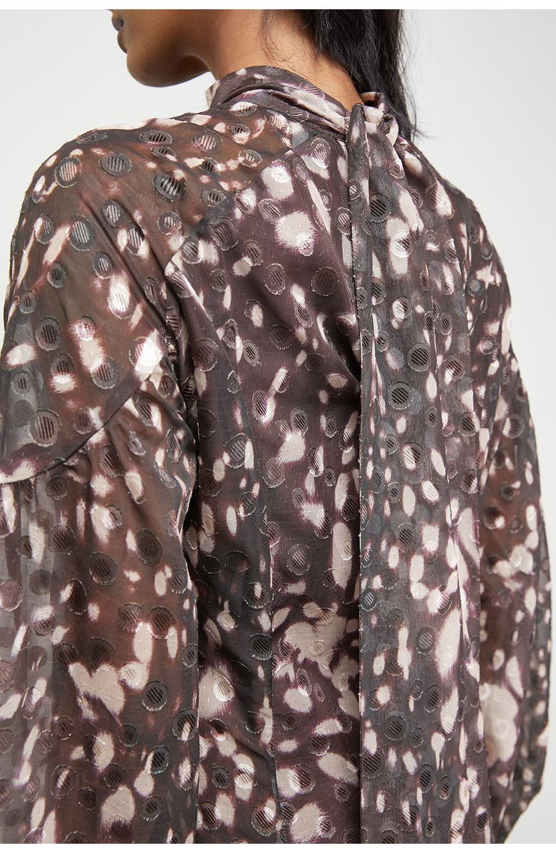 Warehouse Paisley Burnout Spot Godet Midi Dress, Alternate, color, Floral