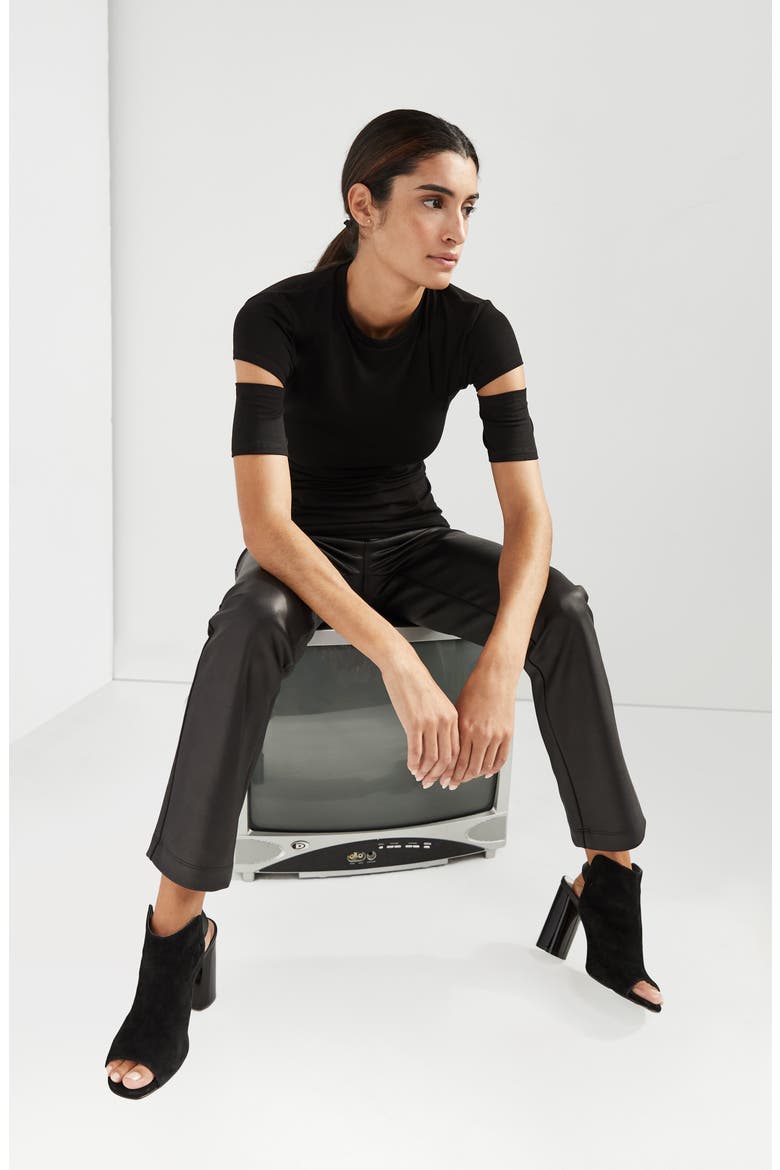 Esme Cutout Sleeve Top, Alternate, color, BLACK