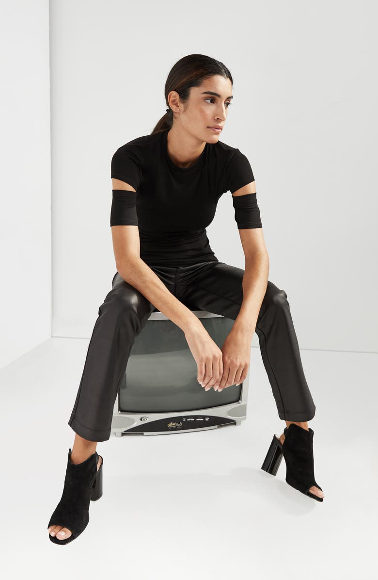 Marcella Esme Cutout Sleeve Top, Alternate, color, Black