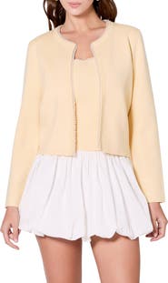 Endless Rose Faux Pearl Trim Cardigan
