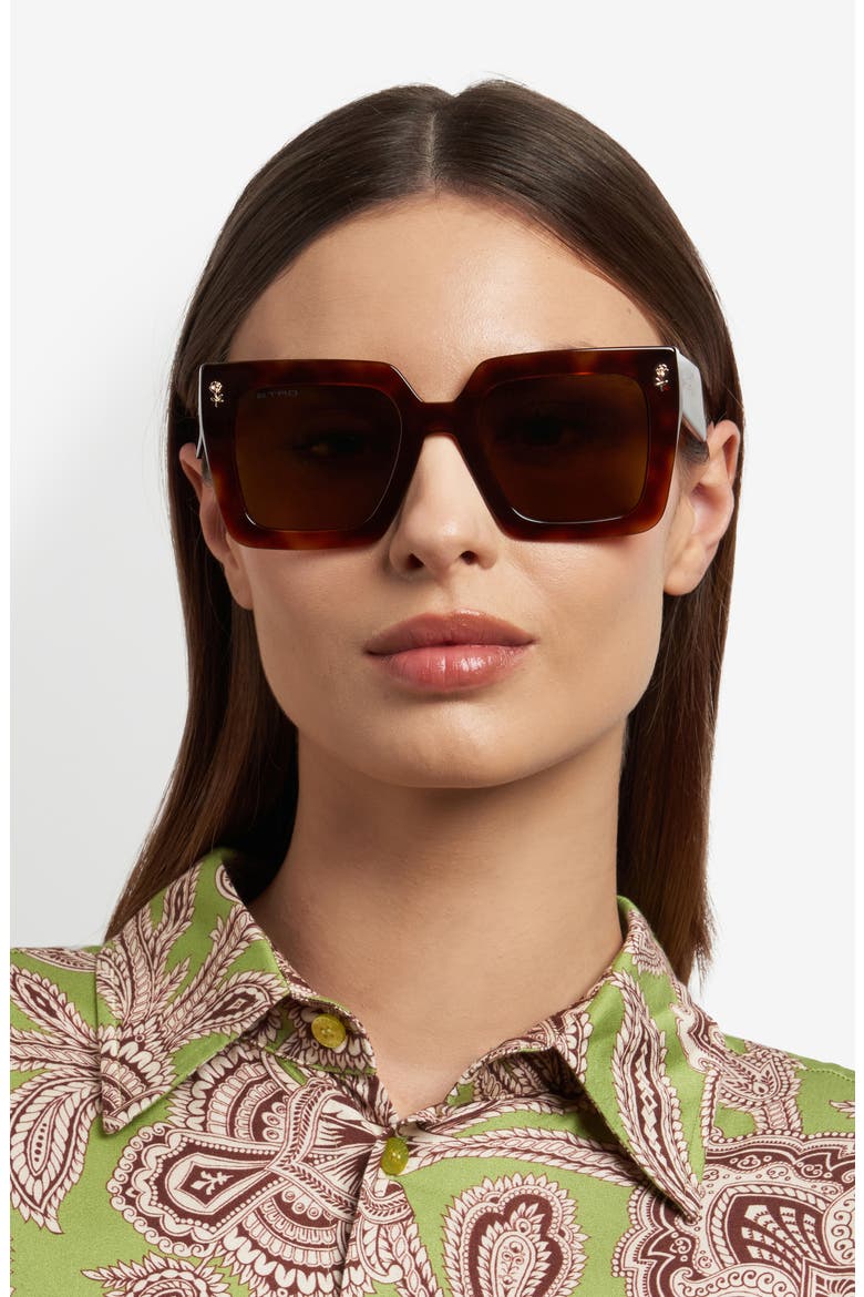 52mm Square Sunglasses, Alternate, color, HAVANA HONEY/ BROWN