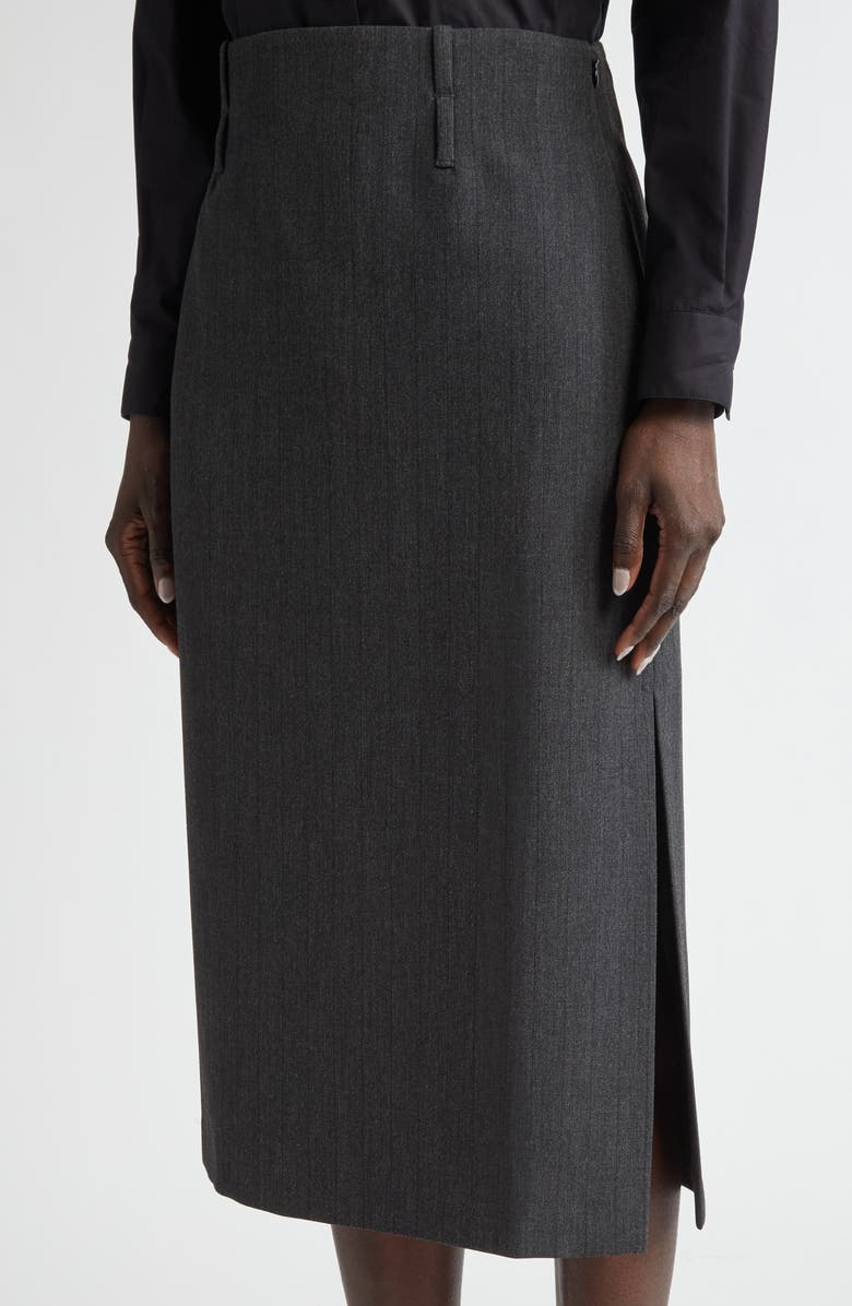 ST. JOHN Pinstripe Luxe Suiting Skirt, Alternate, color, Shadow