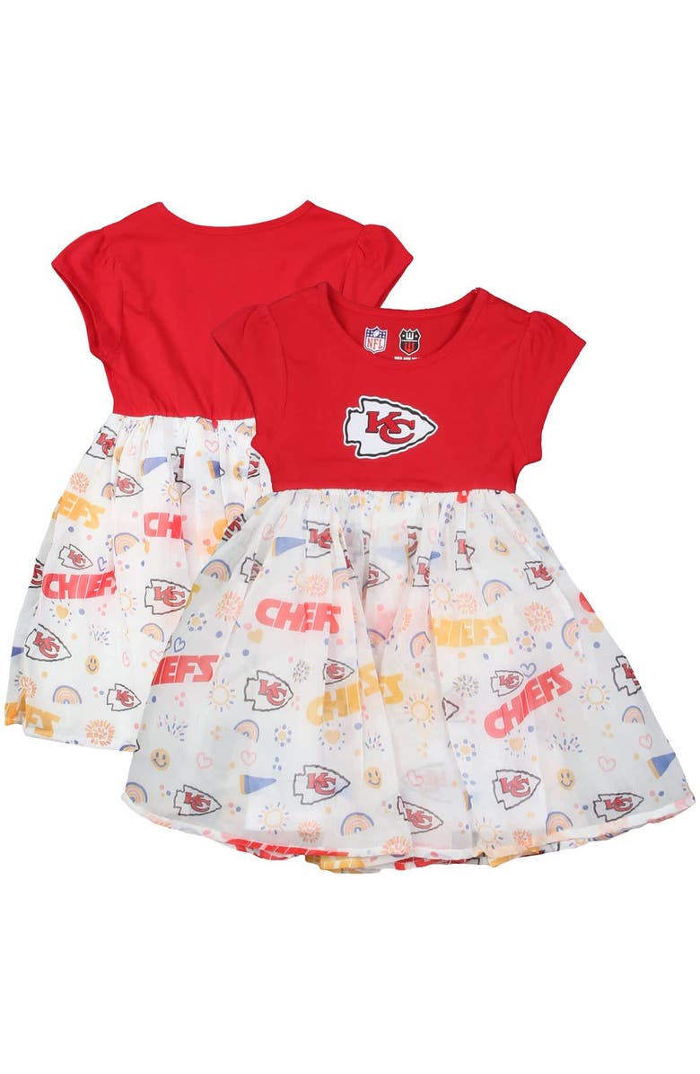 Wes & Willy Girls Toddler Wes & Willy Red Kansas City Chiefs Princess Dress, Main, color, 