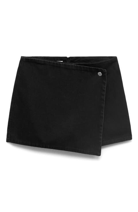 Faux Wrap Denim Skort