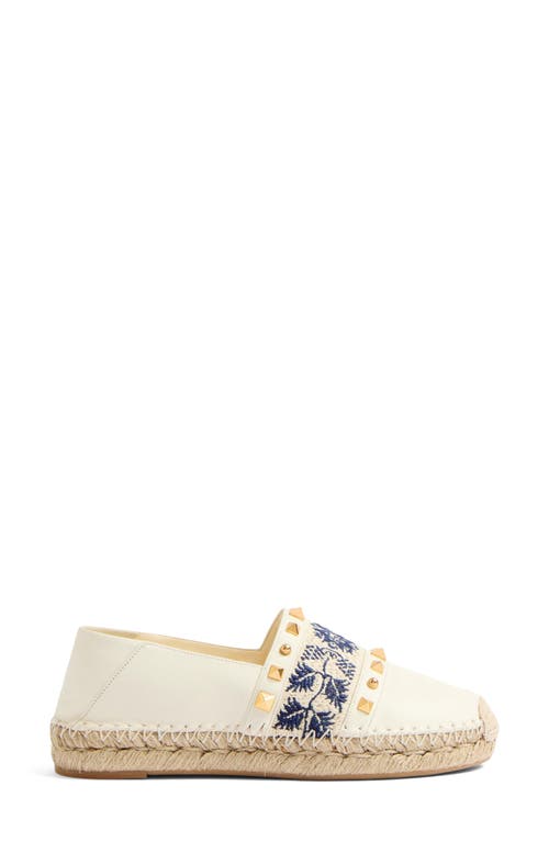 Valentino Embroidered Leather Espadrille In Transparent