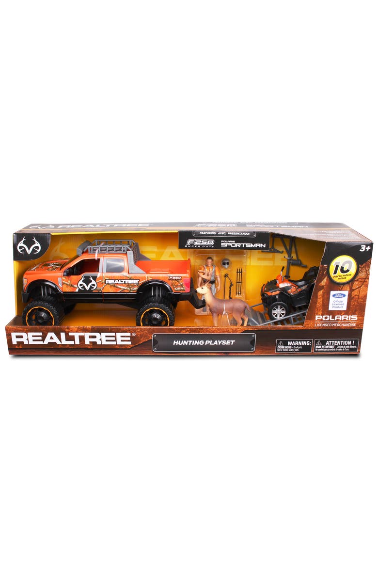 REALTREE 10Pc Hunting Playset Ford F250 W/ Buck 118 Scale, Set W/ Hunter, Alternate, color, 