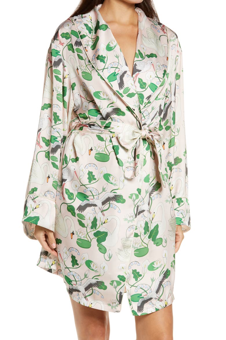 Botanical Garden Wrap Robe, Main, color, PEACH