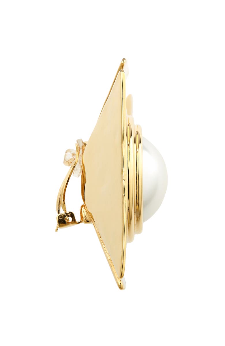 Saint Laurent Imitation Pearl Square Earrings, Alternate, color, 
