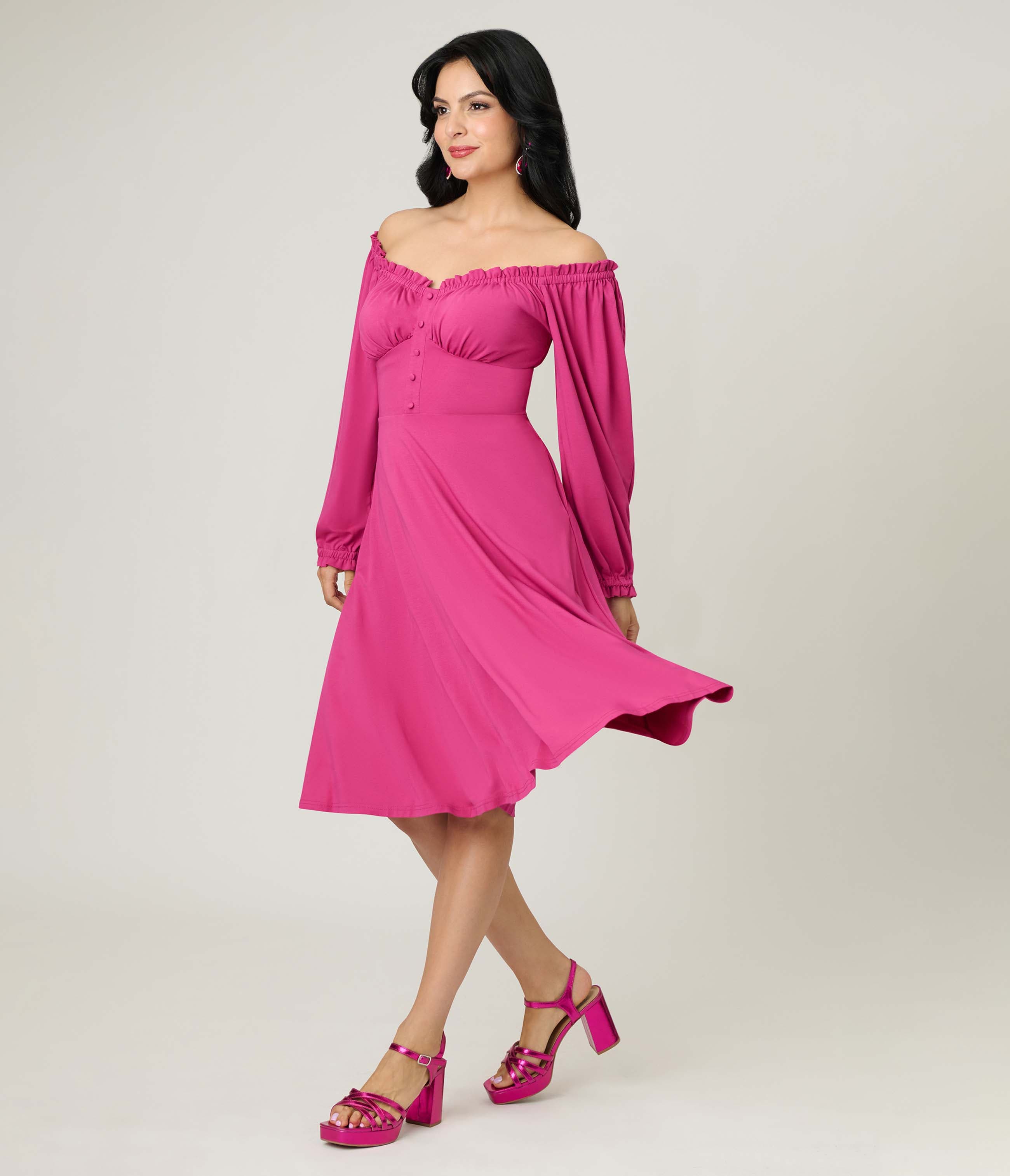 Peasant Sleeve Swing Dress - image 3