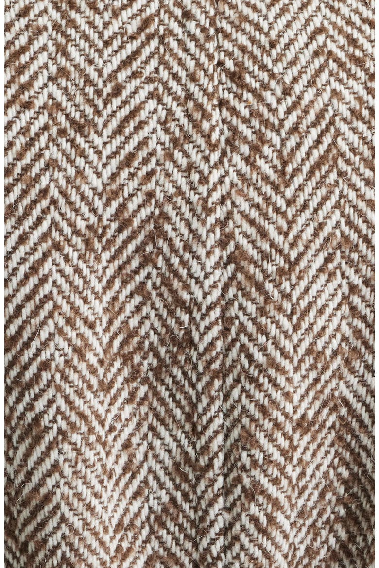 Stand Collar Wrap Coat, Alternate, color, BROWN HERRINGBONE