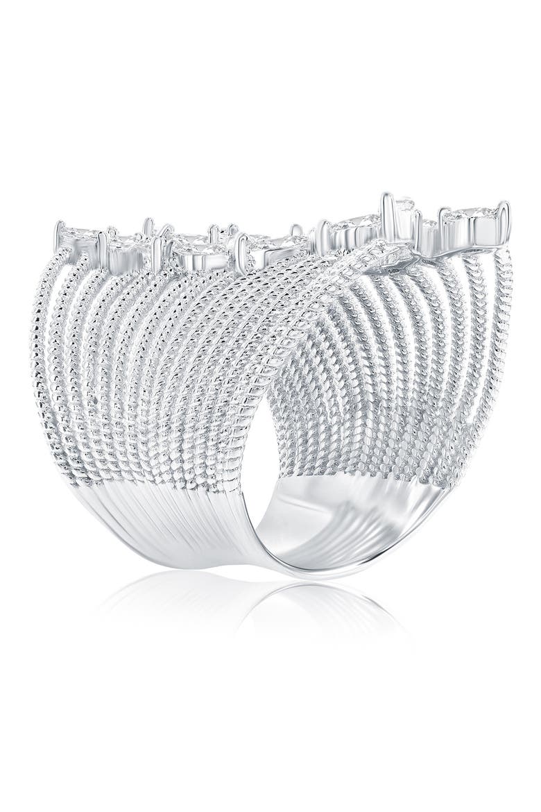 White Cubic Zirconia Marquise Open Ring, Alternate, color, WHITE