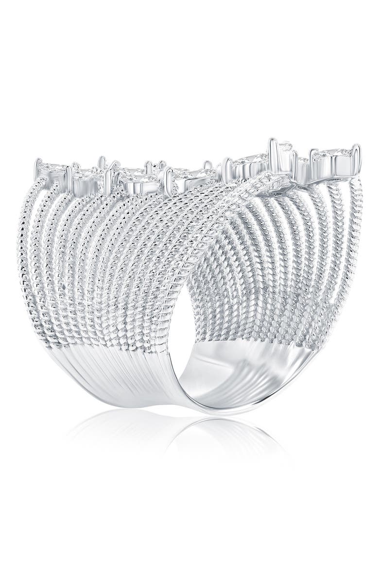 SUZY LEVIAN White Cubic Zirconia Marquise Open Ring, Alternate, color, White