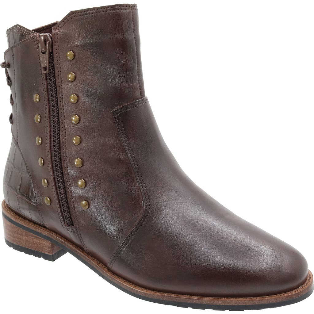 David Tate Maestro Waterproof Stud Bootie in Brown Calf/Croc