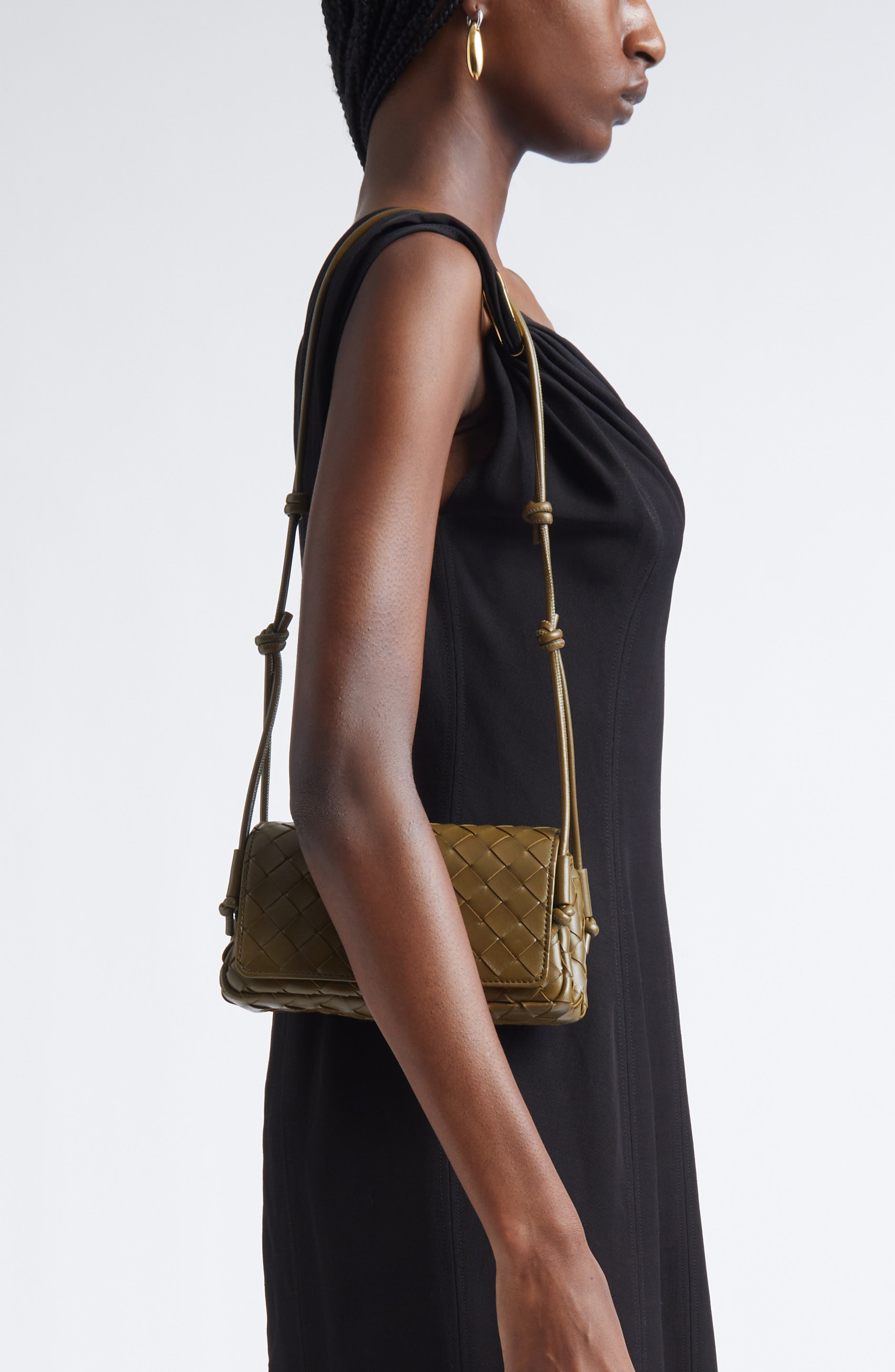 Discoteca Intrecciato Leather Crossbody Pouch, Alternate, color, 2856 MUD-GOLD