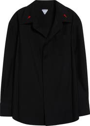 Bottega Veneta Light Wool Button-Up Shirt with Enameled Matchsticks