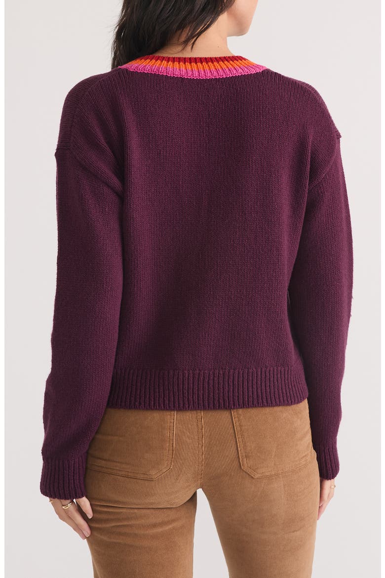Bella Wool & Cotton V-Neck Crop Sweater, Alternate, color, PLUM