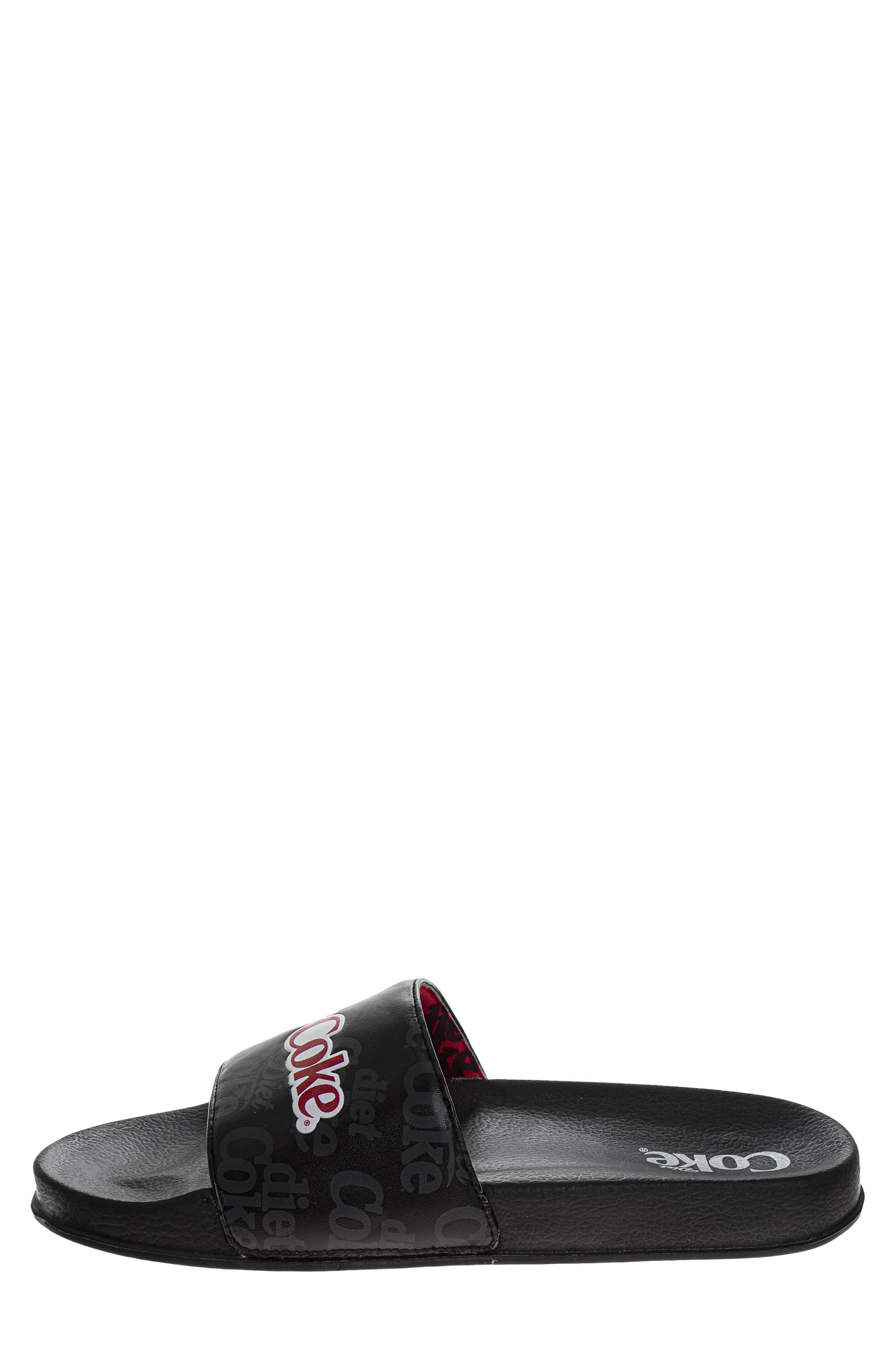 Diet Coke® Slide Sandal, Alternate, color, BLACK