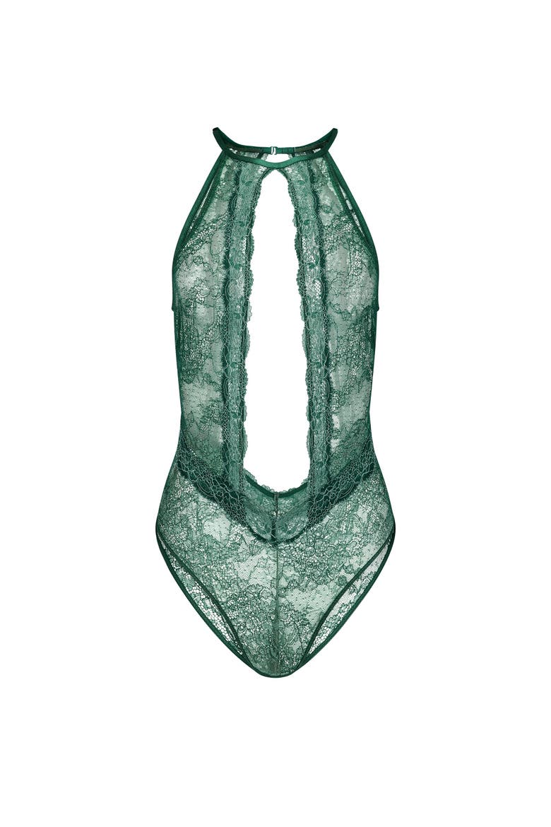 Mayella Bodysuit Lingerie, Alternate, color, Dark green