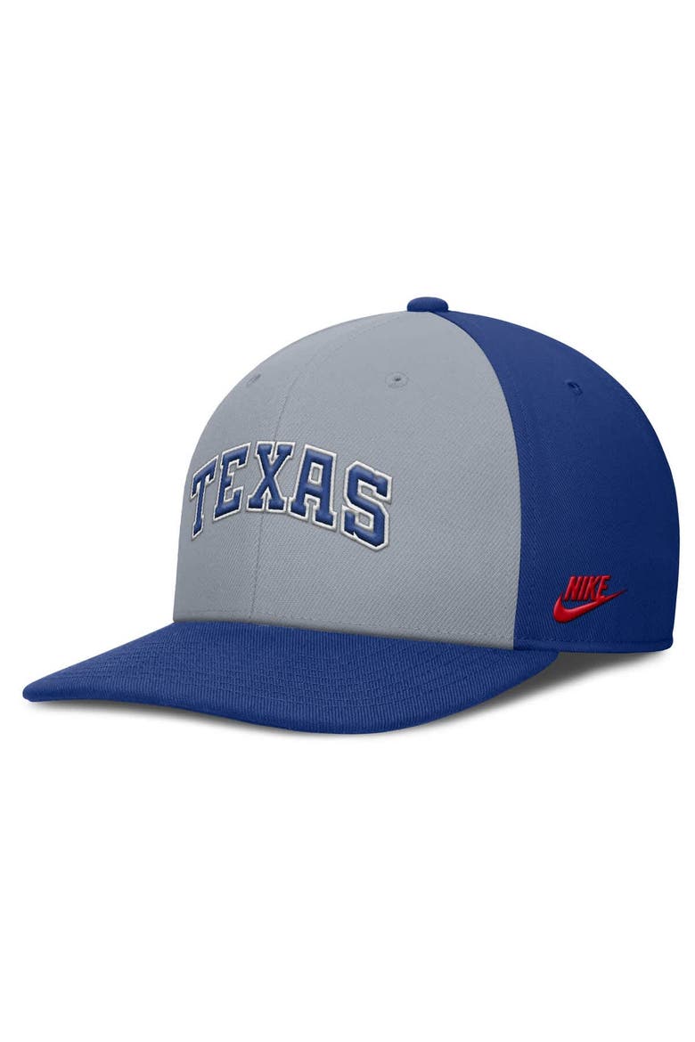 Men's Nike Gray/Royal Texas Rangers Pro Performance Snapback Hat, Alternate, color, Gray