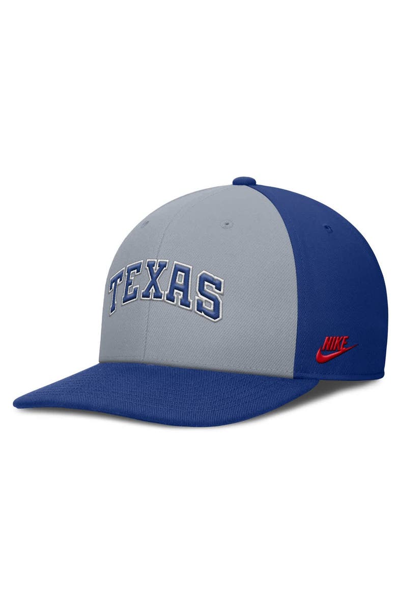 Nike Men's Nike Gray/Royal Texas Rangers Pro Performance Snapback Hat, Alternate, color, Gray