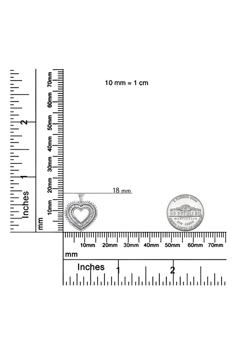 Haus of Brilliance Silver 1.0 Cttw Baguette and Round Diamond Heart Pendant Necklace, Alternate, color, White