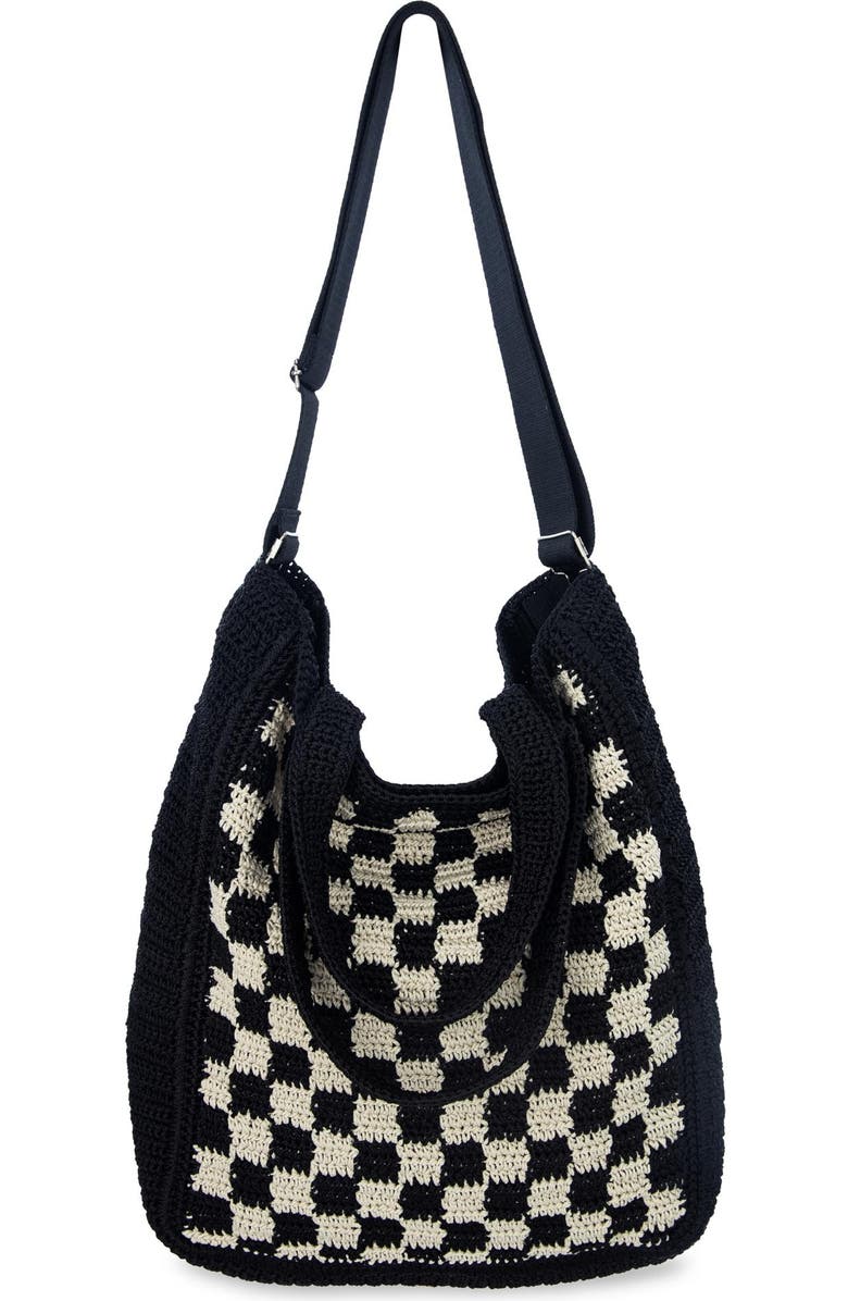 The Sak Lanie Market Tote Hand Crochet Bag, Alternate, color, Black Check