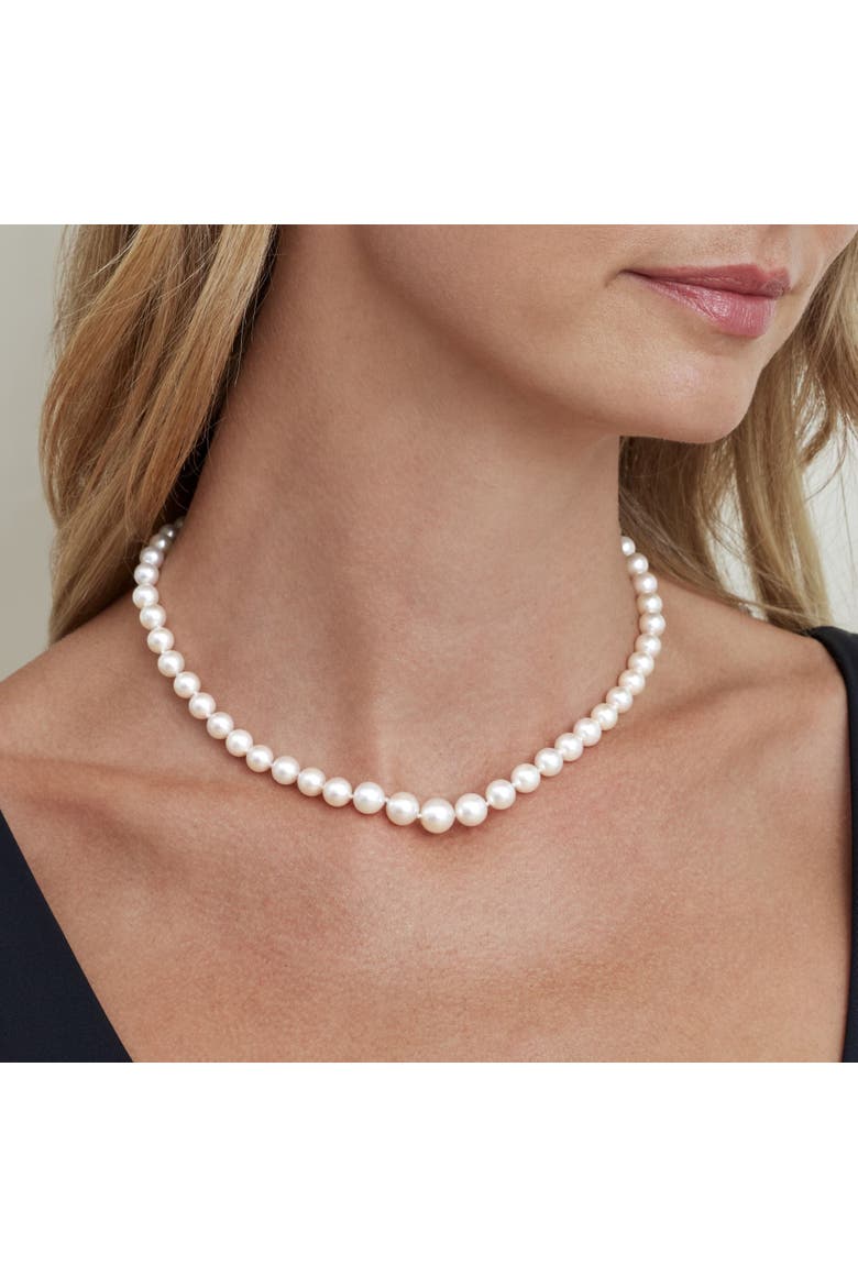 6.0-9.0mm Japanese Akoya White Graduated Pearl Necklace, Main, color, White Gold Clasp