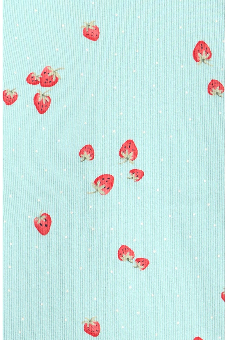 Kids' Strawberry Print Long Sleeve Cotton Blend Top, Alternate, color, BLUE